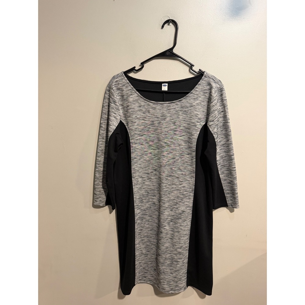 Old Navy Womens Gray Black Colorblock 3/4 Sleeve Sheath Dress Large RN54023